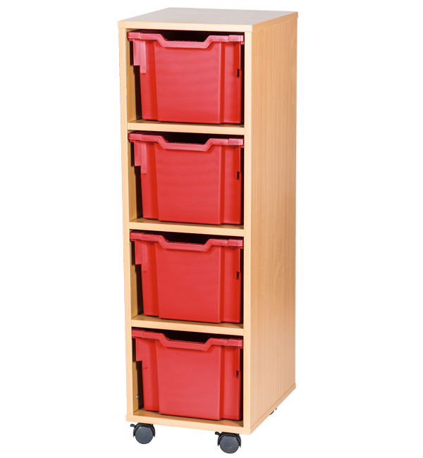 School 1107mm High - 4 Extra Deep Tray Single Column Unit