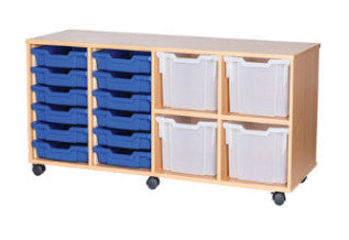 School 6 High 12 Shallow, 4 Extra Deep Tray Quad Unit