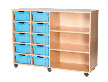 School 11 High 10 Deep Tray Quad Unit with Shelves Left Columns