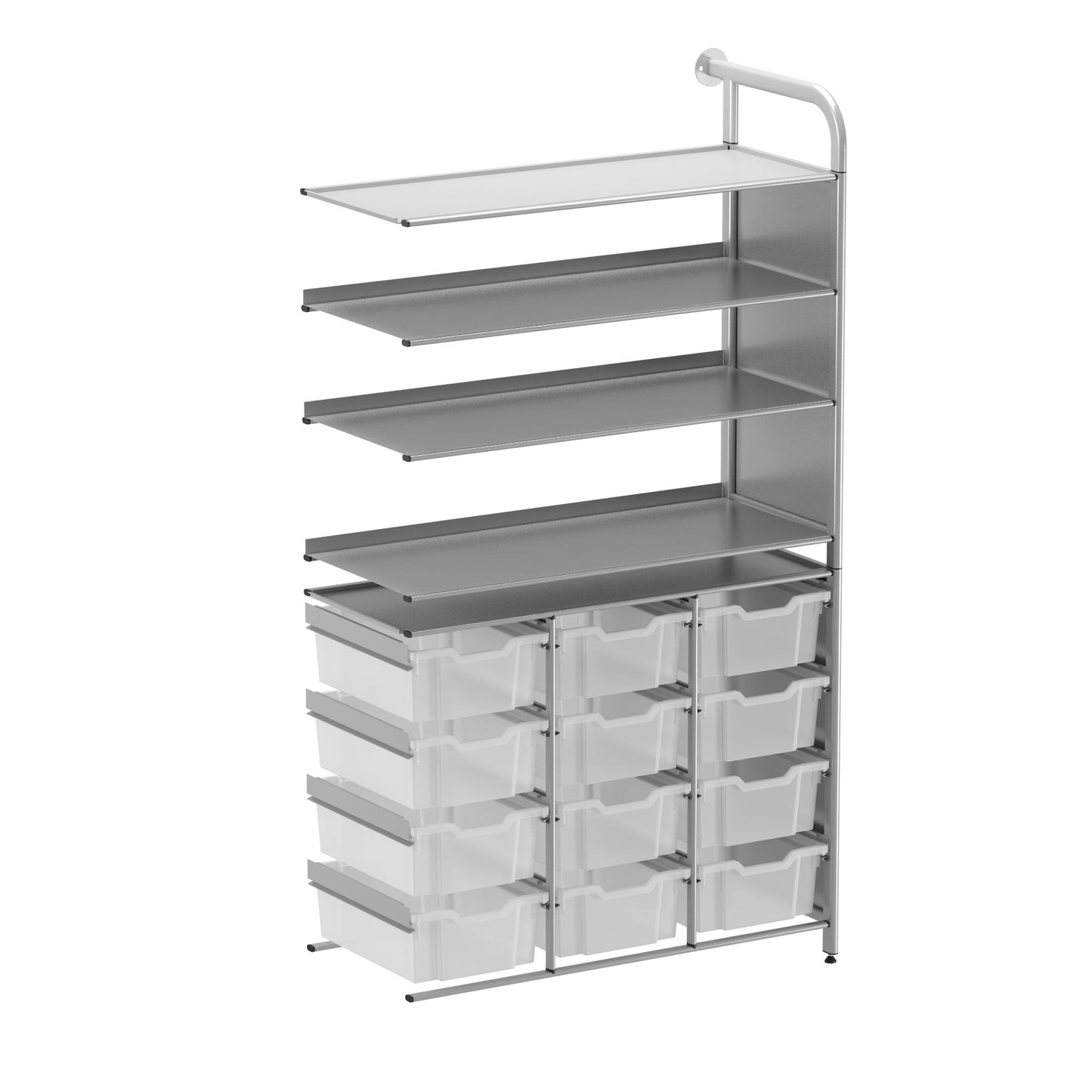 Gratnells Callero Custom Tall Display-Store Adder Unit 3 Flat Shelves & 12 Deep Trays