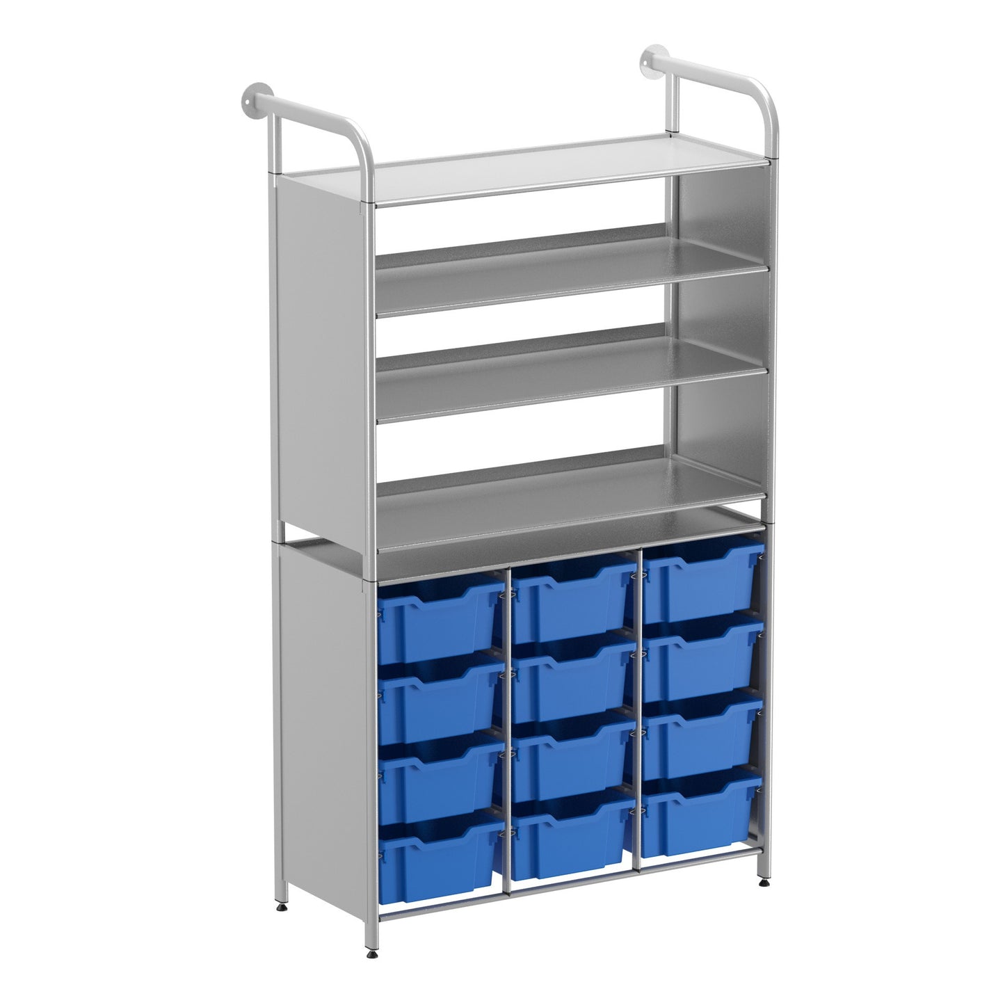 Gratnells Callero Custom Tall Display-Store Starter Unit 3 Flat Shelves & 12 Deep Trays