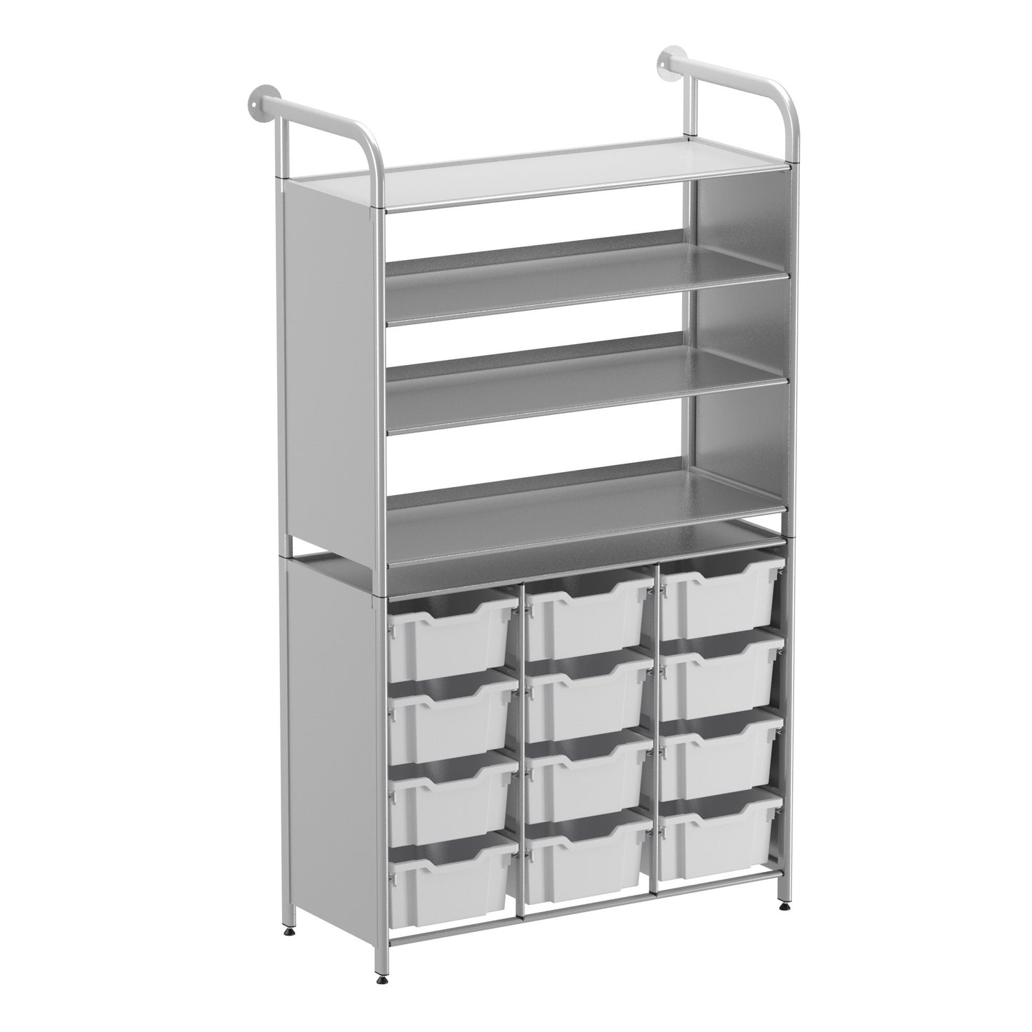 Gratnells Callero Custom Tall Display-Store Starter Unit 3 Flat Shelves & 12 Deep Trays