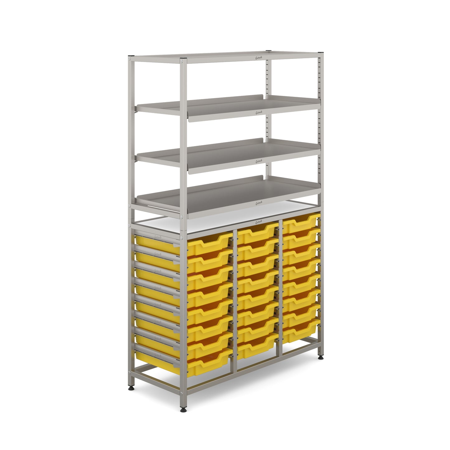Gratnells Dynamis Tall Treble Frame 3 Shelves & 24 Shallow Trays