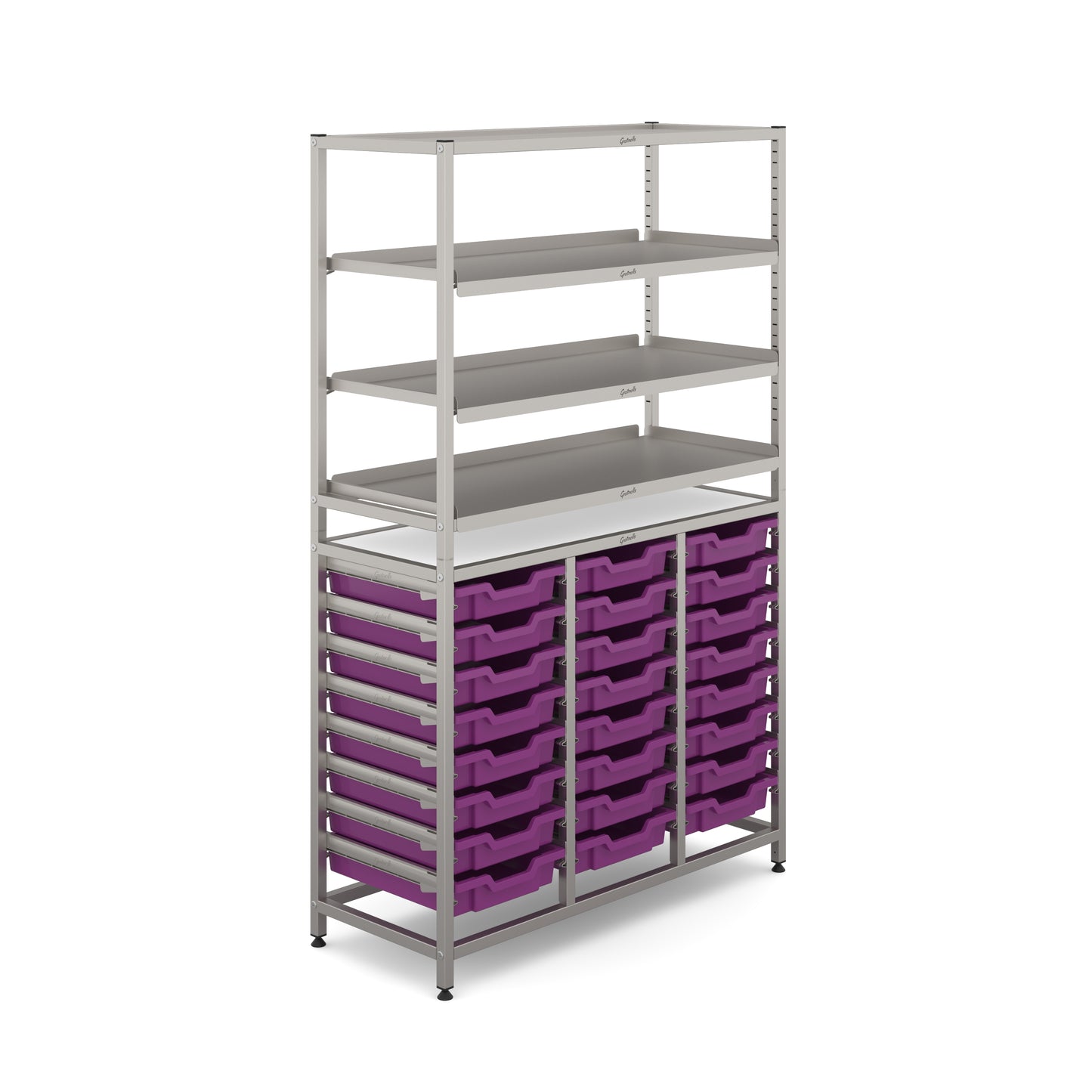 Gratnells Dynamis Tall Treble Frame 3 Shelves & 24 Shallow Trays