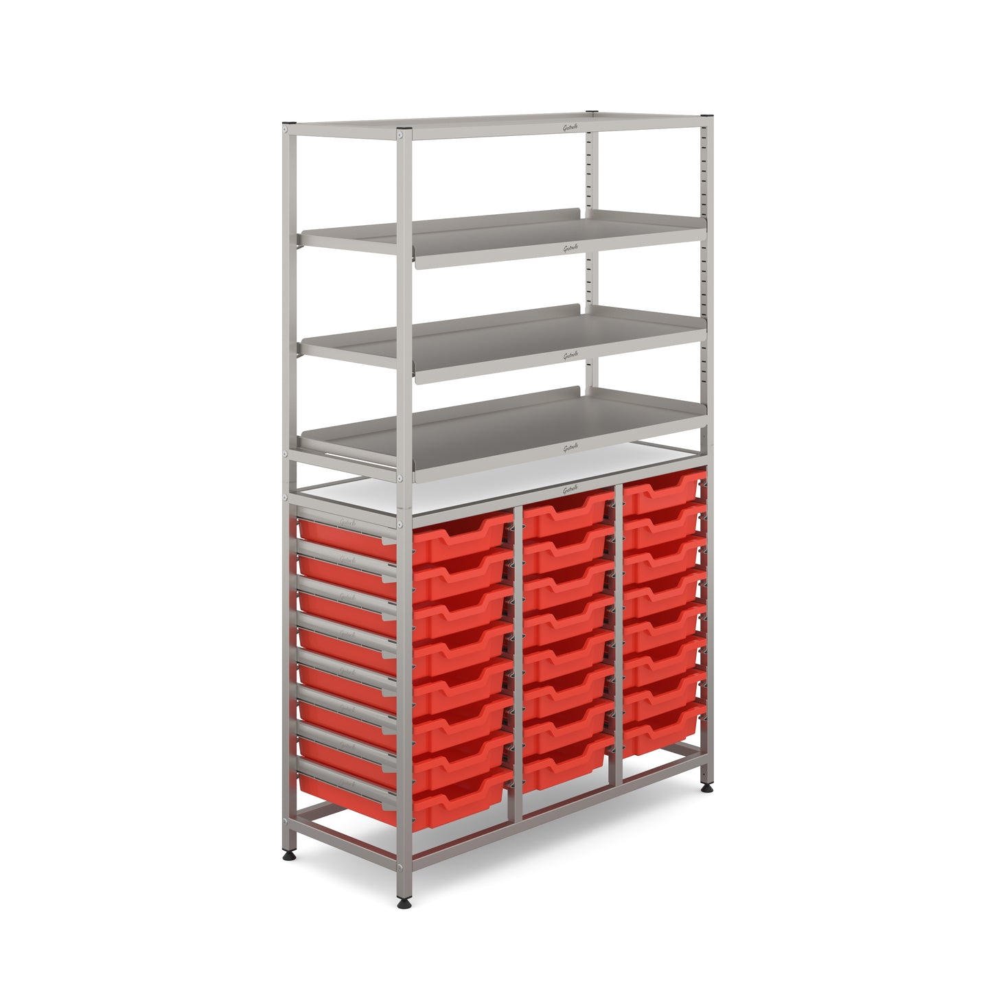 Gratnells Dynamis Tall Treble Frame 3 Shelves & 24 Shallow Trays