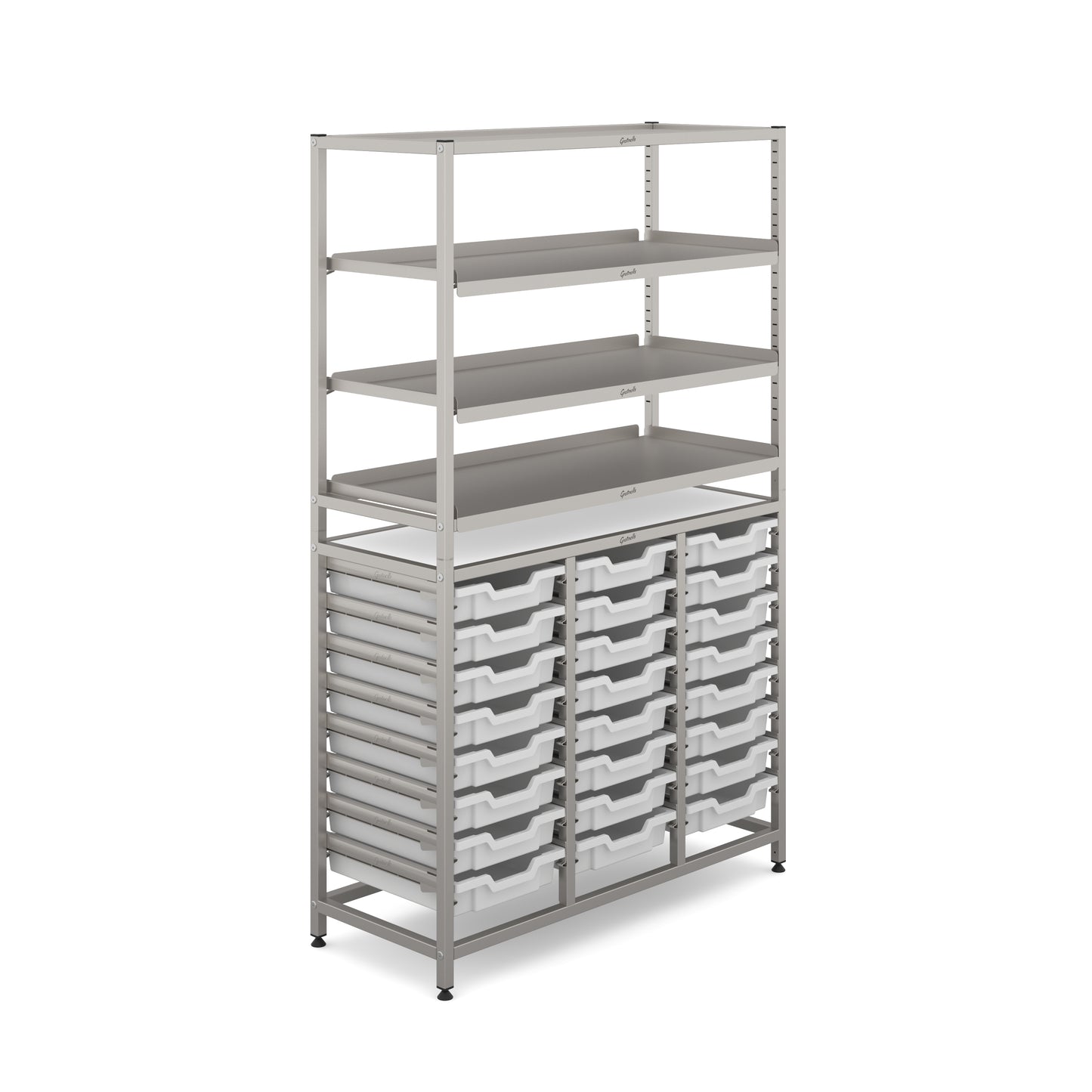 Gratnells Dynamis Tall Treble Frame 3 Shelves & 24 Shallow Trays
