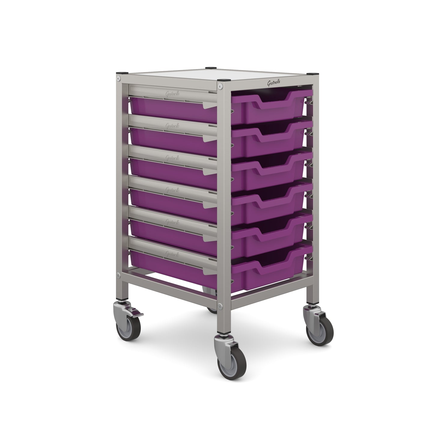 Gratnells Dynamis Low Single Trolley 6 Shallow Trays