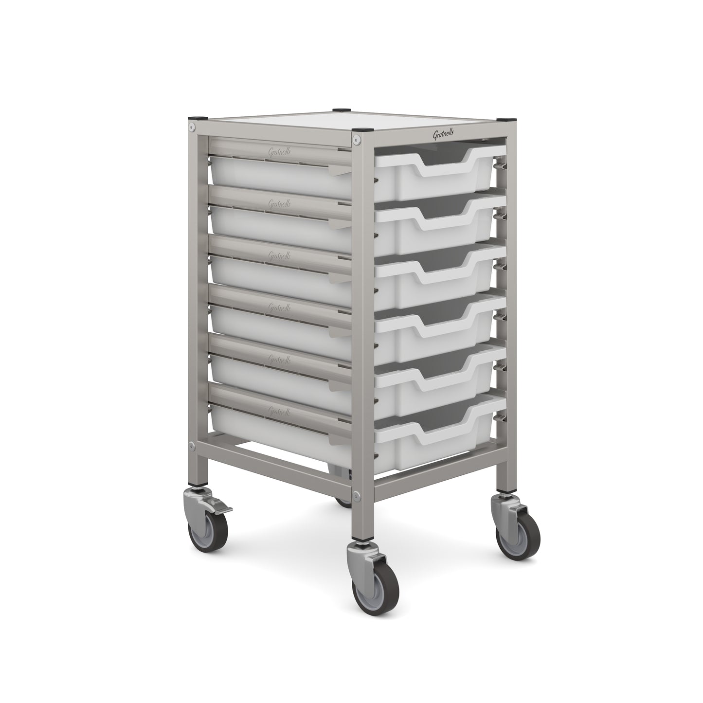 Gratnells Dynamis Low Single Trolley 6 Shallow Trays
