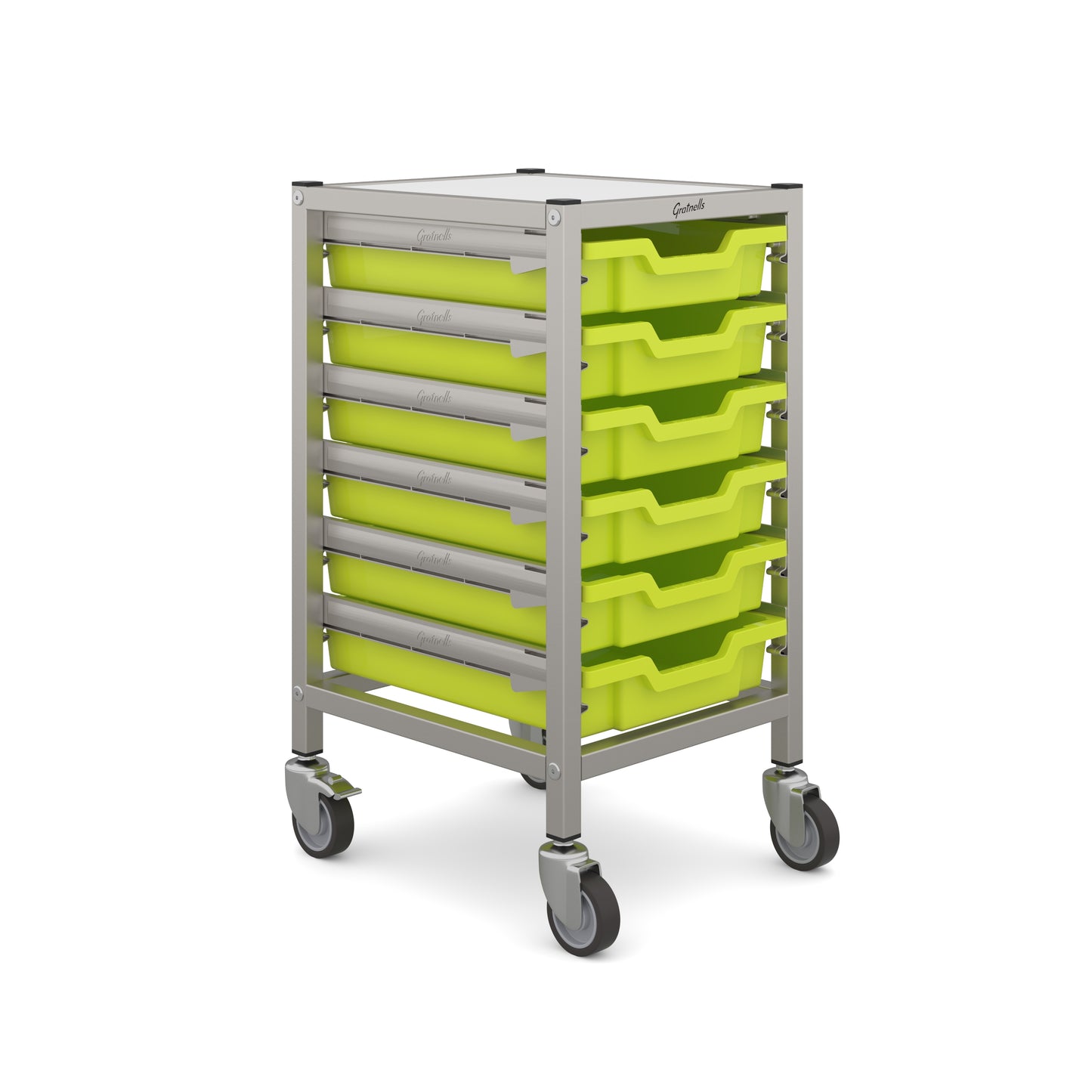 Gratnells Dynamis Low Single Trolley 6 Shallow Trays