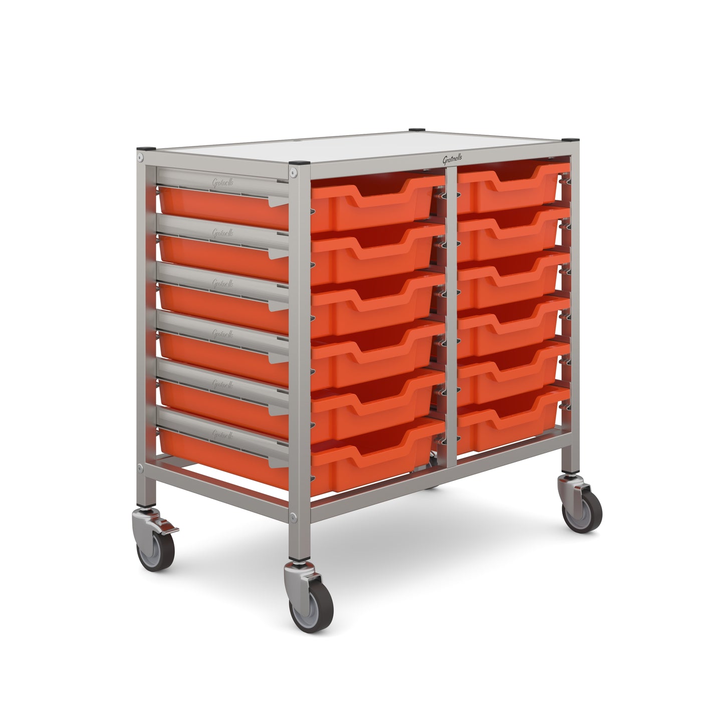 Gratnells Dynamis Low Double Trolley 12 Shallow Trays