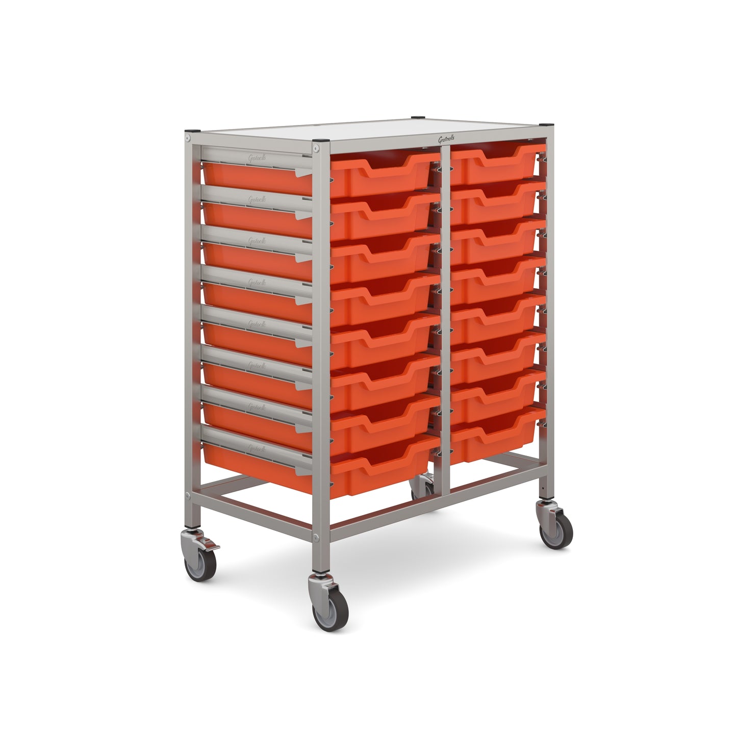 Gratnells Dynamis Mid Double Trolley 16 Shallow Trays