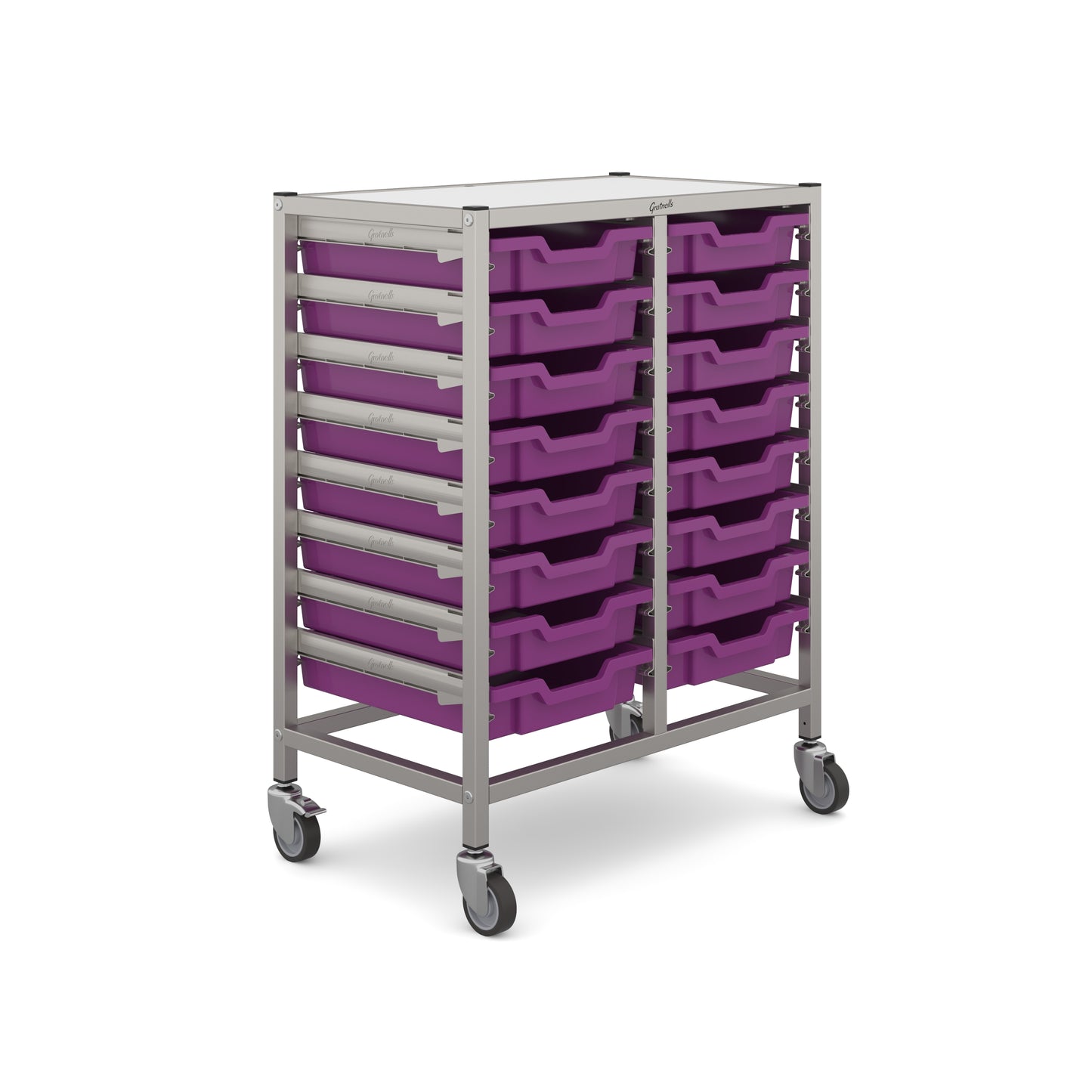 Gratnells Dynamis Mid Double Trolley 16 Shallow Trays