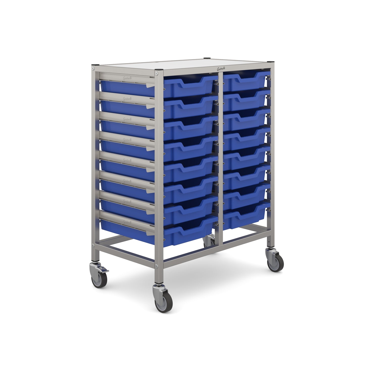 Gratnells Dynamis Mid Double Trolley 16 Shallow Trays