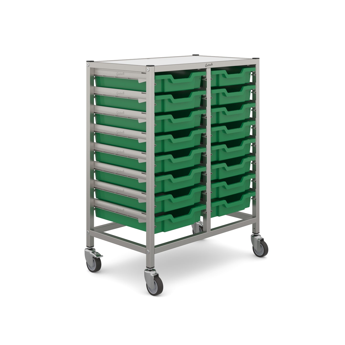 Gratnells Dynamis Mid Double Trolley 16 Shallow Trays