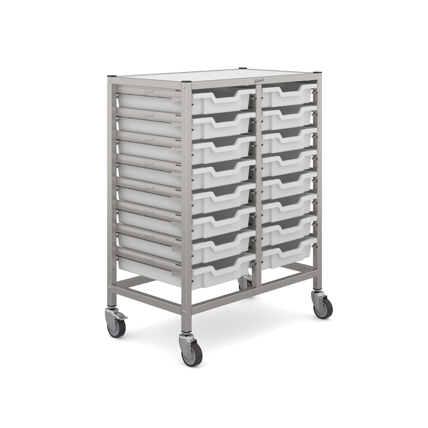 Gratnells Dynamis Mid Double Trolley 16 Shallow Trays