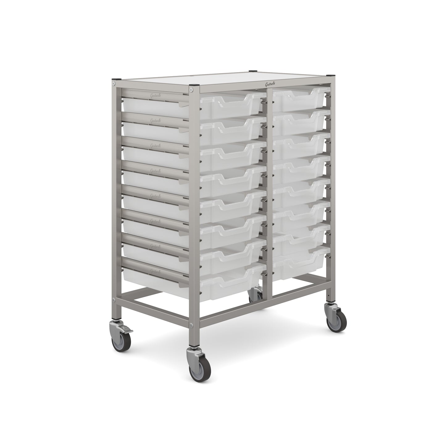 Gratnells Dynamis Mid Double Trolley 16 Shallow Trays