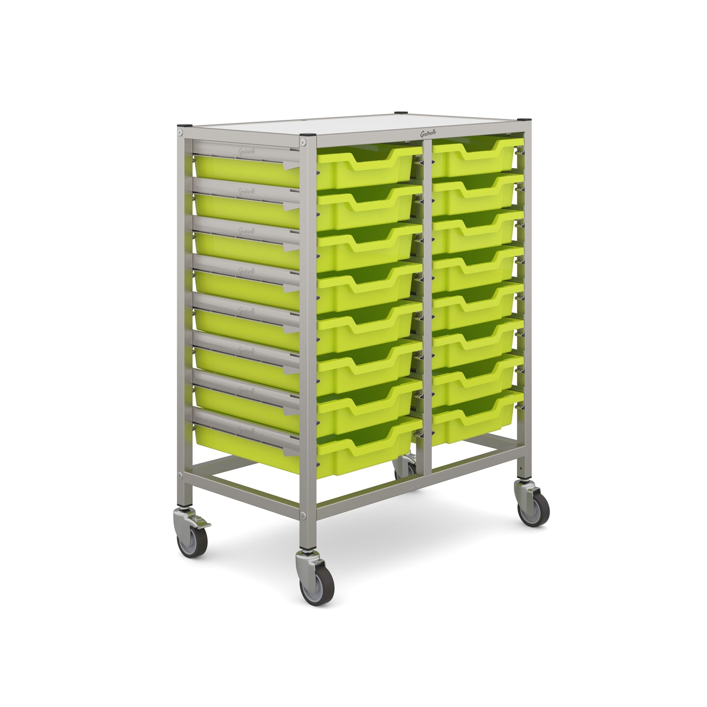 Gratnells Dynamis Mid Double Trolley 16 Shallow Trays