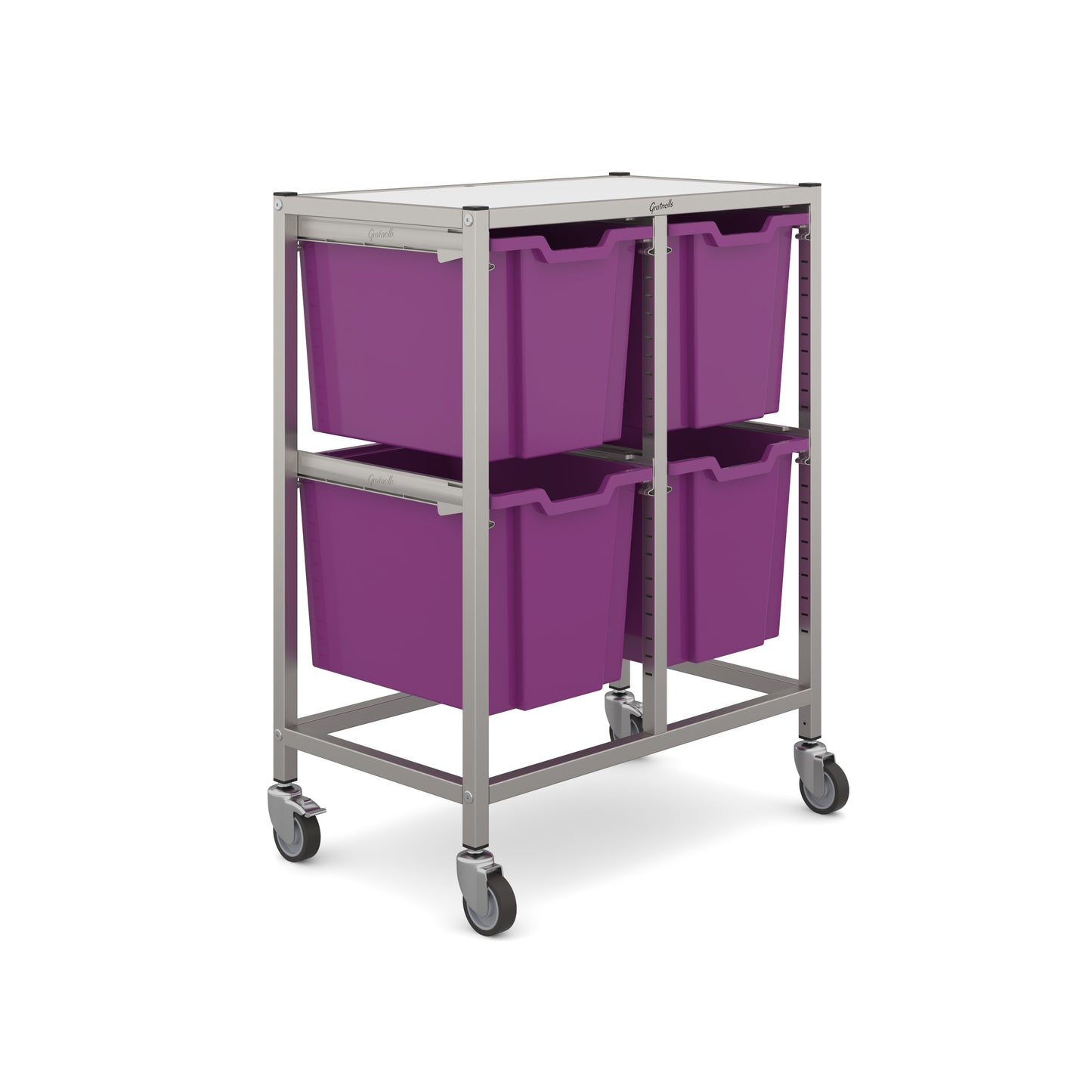 Gratnells Dynamis Mid Double Trolley 4 Jumbo Trays