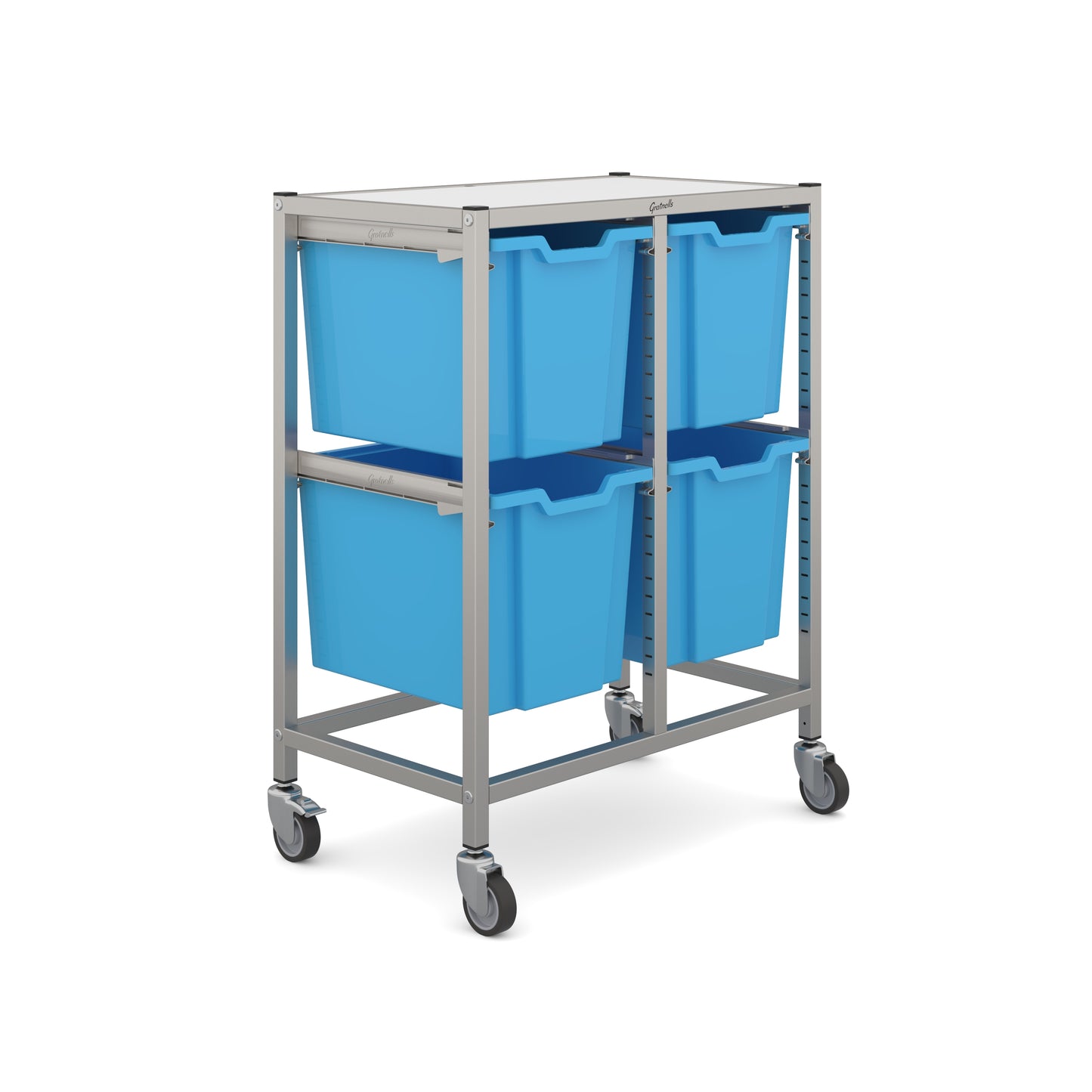 Gratnells Dynamis Mid Double Trolley 4 Jumbo Trays