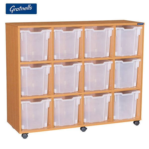 Gratnells Brand Easy Access - 12 Jumbo Tray Quad Column Unit (Mobile)