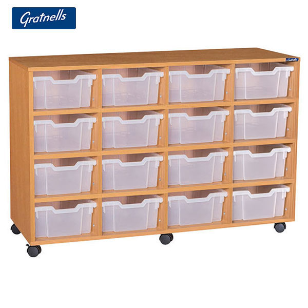 Gratnells Brand Easy Access - 16 Deep Tray Quad Column Unit (Mobile)
