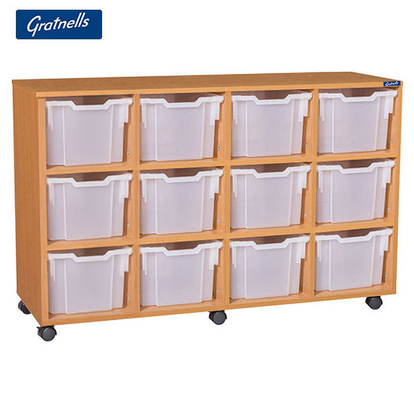 Gratnells Brand Easy Access - 12 Extra-Deep Tray Quad Column Unit (Mobile)