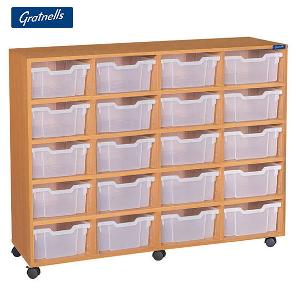 Gratnells Brand Easy Access - 20 Deep Tray Quad Column Unit (Mobile)