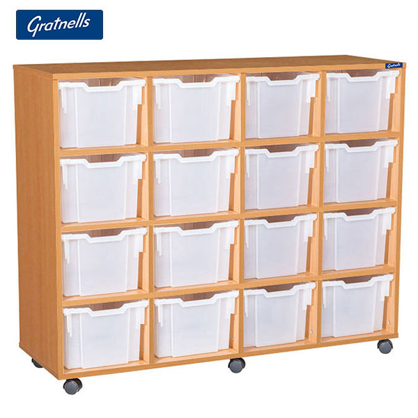 Gratnells Brand Easy Access - 16 Extra-Deep Tray Quad Column Unit (Mobile)