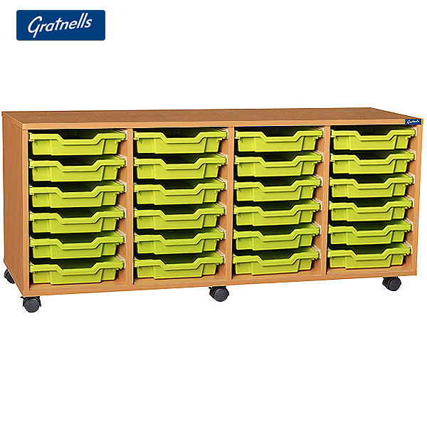 Gratnells Brand 24 Shallow Tray Quad Column Unit (Mobile)