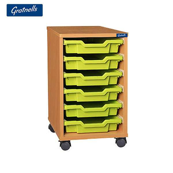Gratnells Brand 6 Shallow Tray Single Column Unit (Mobile)