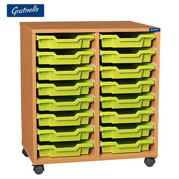 Gratnells Brand 16 Shallow Tray Double Column Unit (Mobile)
