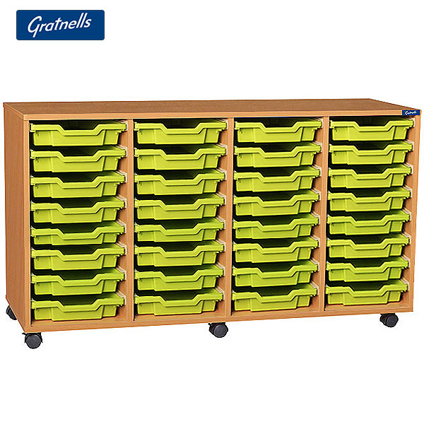 Gratnells Brand 32 Shallow Tray Quad Column Unit (Mobile)