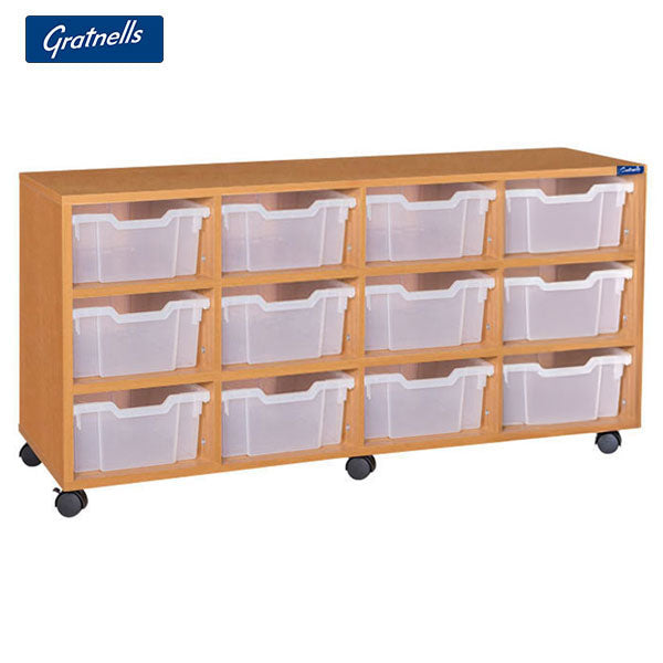 Gratnells Brand Easy Access - 12 Deep Tray Quad Column Unit (Mobile)