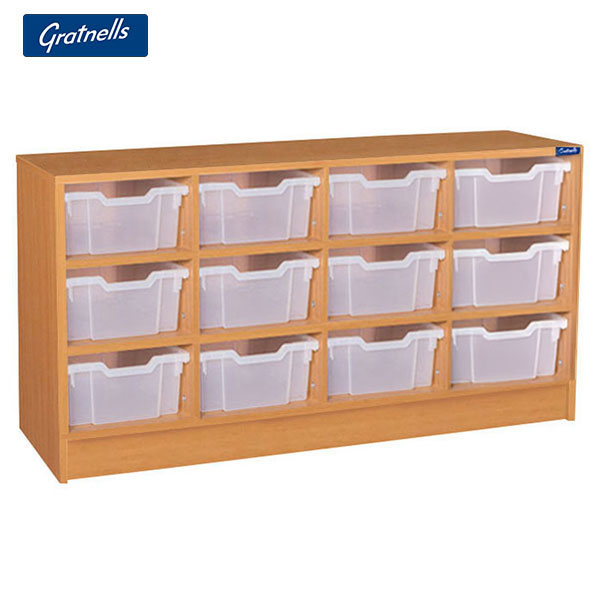 Gratnells Brand Easy Access - 12 Deep Tray Quad Column Unit (Static)