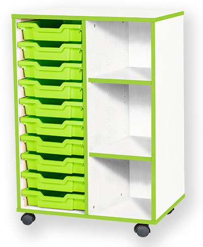 School JAZ 943mm High 10 Shallow Tray Double Open Storage Unit