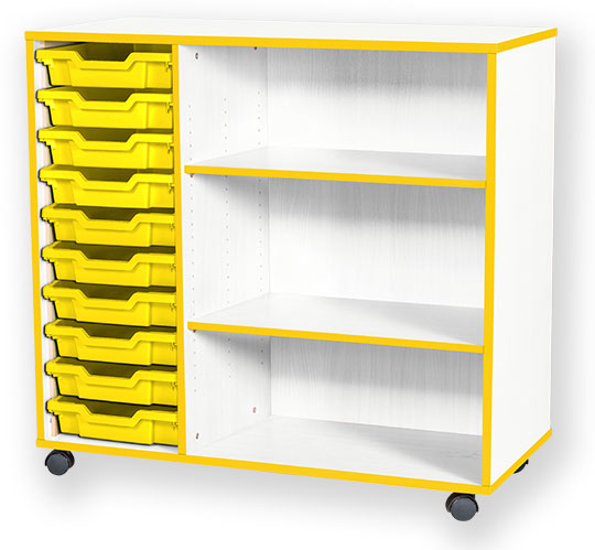 School JAZ 943mm High 10 Shallow Tray Triple Open Storage Unit