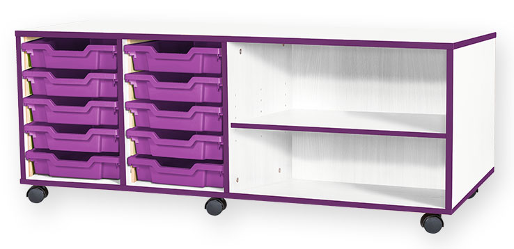 School JAZ 533mm High 10 Shallow Quad Width Tray With Open Storage