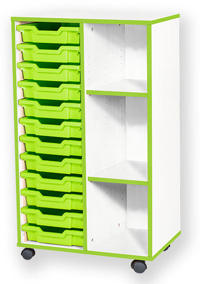 School JAZ 1107mm High 12 Shallow Tray Double Open Storage Unit