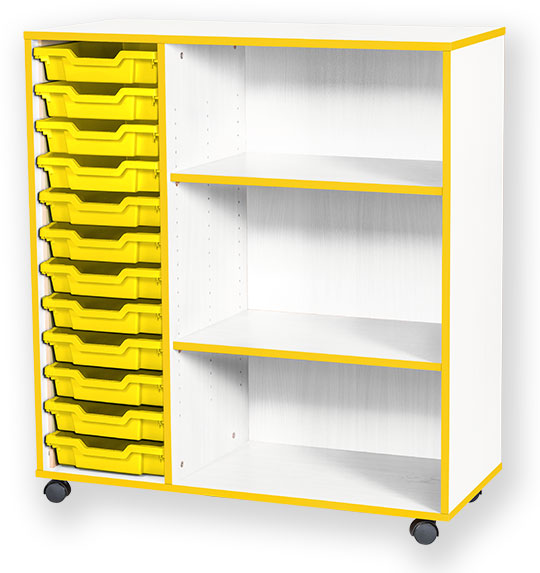 School JAZ 1107mm High 12 Shallow Tray Triple Open Storage Unit