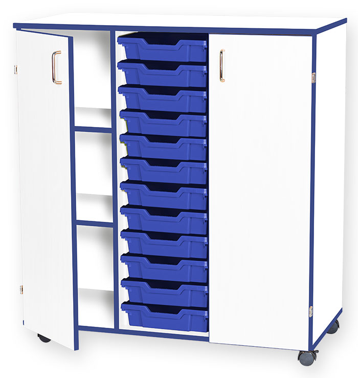 School JAZ 1107mm High Triple Width Cupboard With 12 Shallow Trays