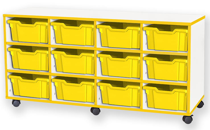 School JAZ 615mm High 12 Deep Tray Quad Column Storage Unit