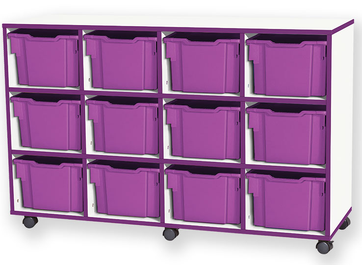 School JAZ 861mm High 12 Extra Deep Tray Quad Column Storage Unit