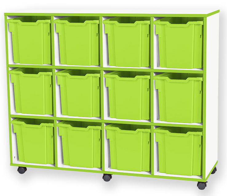 School JAZ 1107mm High 12 Jumbo Tray Quad Column Storage Unit