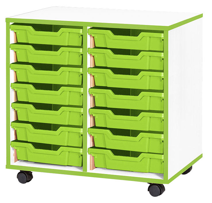 School JAZ 697mm High 14 Shallow Tray Double Column Storage Unit