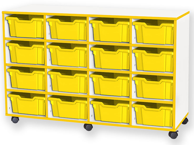 School JAZ 779mm High 16 Deep Tray Quad Column Storage Unit