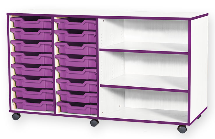 School JAZ 779mm High 16 Shallow Quad Width Tray With Open Storage