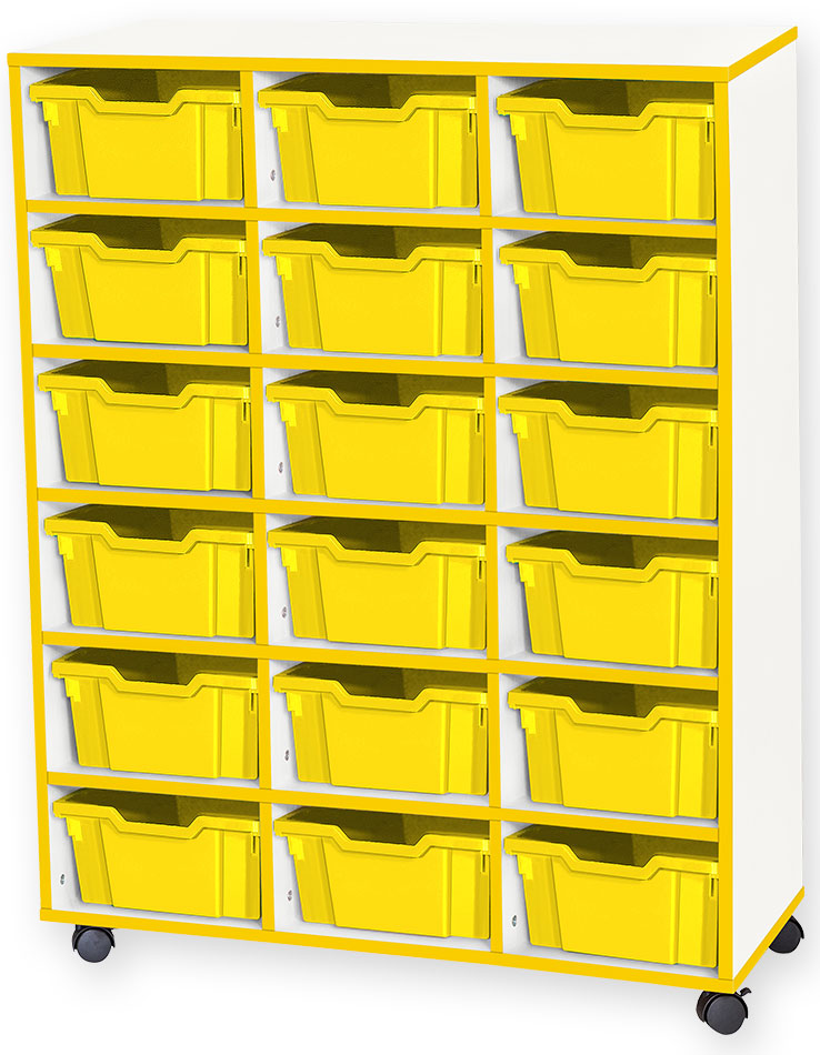 School JAZ 1189mm High 18 Deep Tray Triple Column Storage Unit