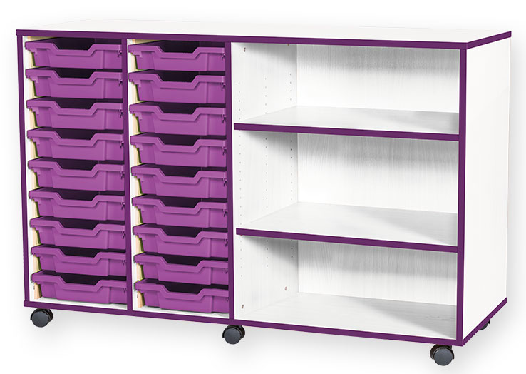 School JAZ 861mm High 18 Shallow Quad Width Tray With Open Storage