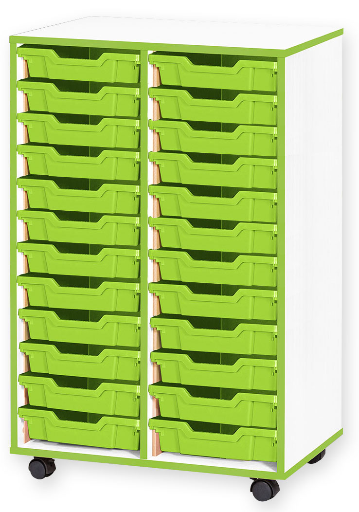 School JAZ 1107mm High 24 Shallow Tray Double Column Storage Unit