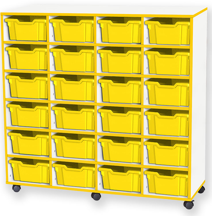 School JAZ 1189mm High 24 Deep Tray Quad Column Storage Unit